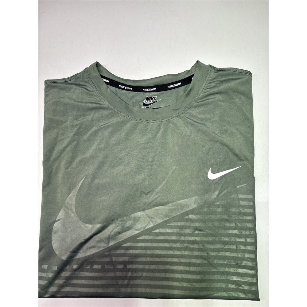 Nike Swim Dri-Fit Green Short Sleeve Dry Fit T-Shirt Size M Classic Nike Swoosh